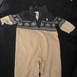 Ralph Lauren Blue Label Navy and Beige Bodysuit